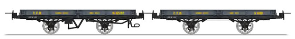 REE Modeles VM-019 - Set of 2 Flat Wagon with brakes, Dark grey Hv 6592 and Hv 6181